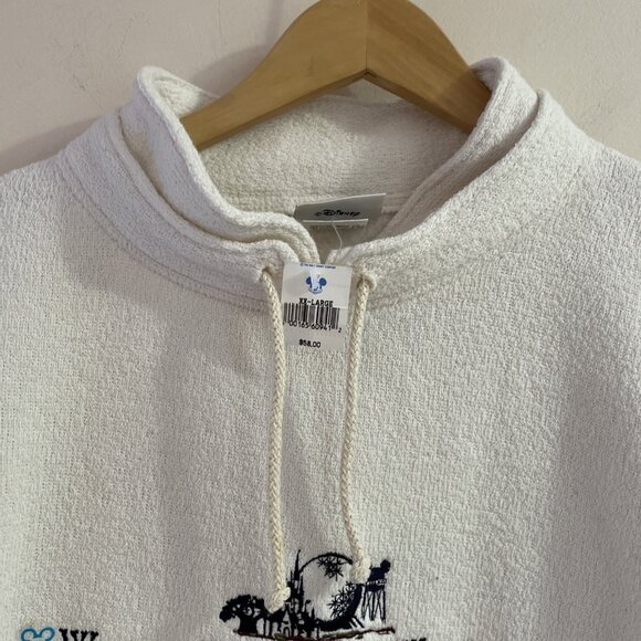 Vintage Walt Disney World Terry Sweatshirt Unisex Size 2XL Cream Embroidered NWT - Picture 2 of 10